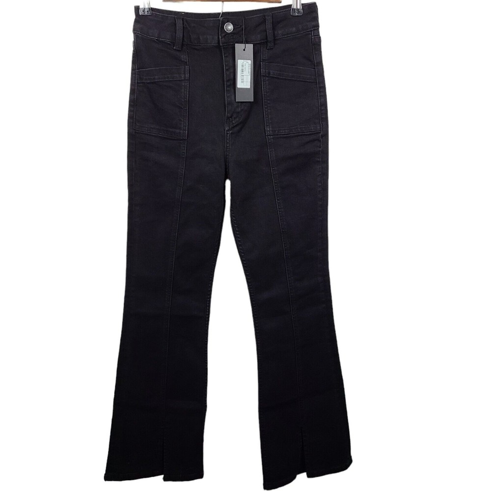 NWT Motel Black Wide Leg Jeans High Waist Cargo Jeans Medium Womens